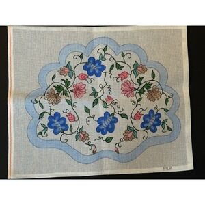 Mary Louise Pivec MLP Hand Painted Needlepoint Canvas Floral Shell Shaped